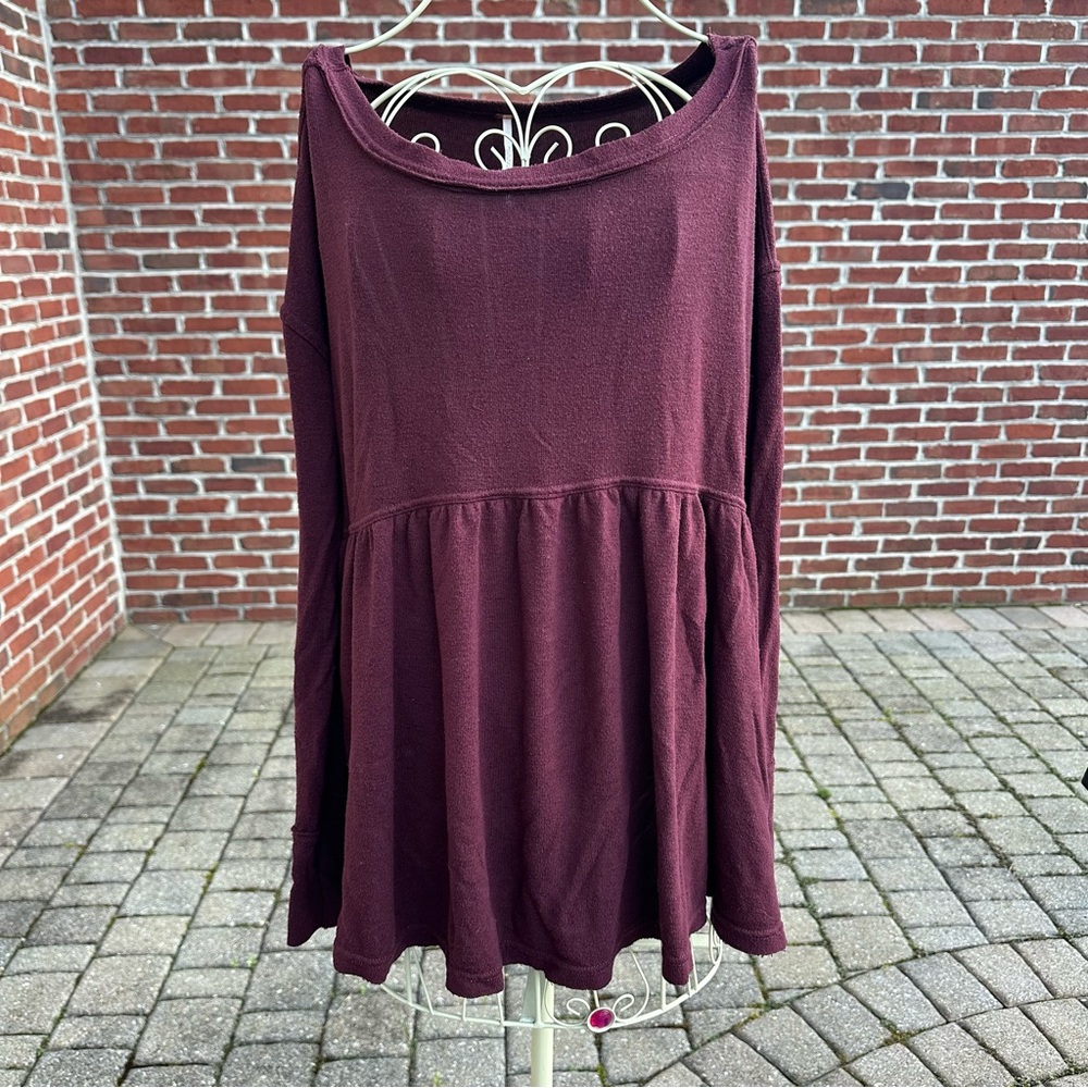 free people | forever your girl boatneck long sleeve babydoll top